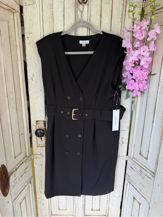 Calvin Klein Dresses & Skirts - NWT Calvin Klein Black Sleeveless Belted Double-Breasted Midi Dress size 16